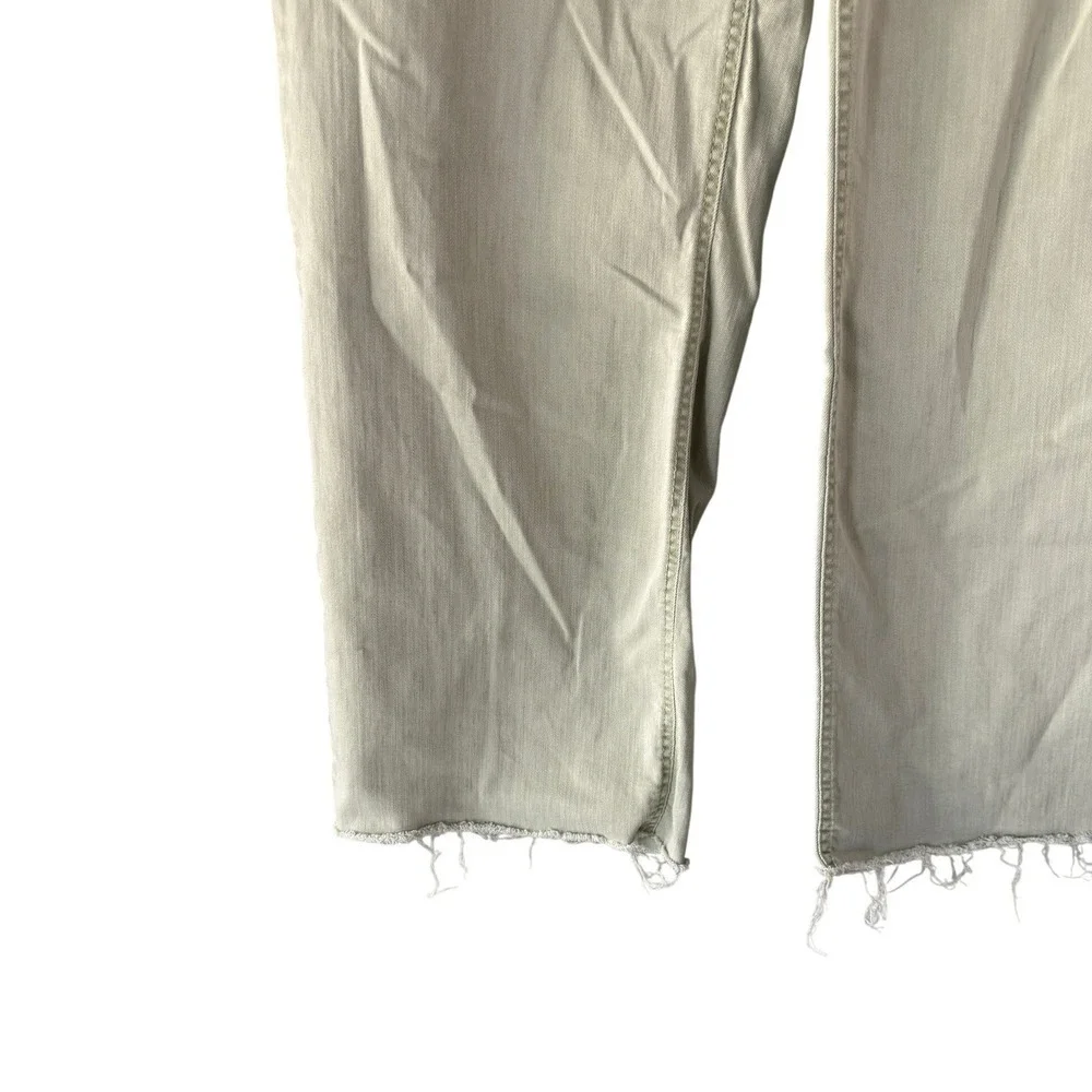 OAT New York Sage Green Raw Hem Widie Leg Jeans Size 10